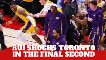 Lakers erupt as Rui Hachimura drills a buzzer-beater three off LeBron’s pass to stun the Raptors