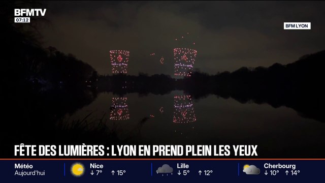Ballet aérien de 500 drones, monuments illuminés… les images de la Fête des Lumières à Lyon