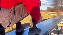 Jumping against motion.