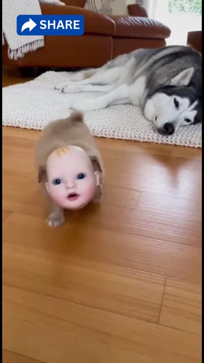 Husky Sees the Baby Mask and PANICS 😂🐶👶💥.