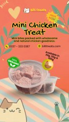 Billi Treats | Cat Food Online in Karachi | Fresh & Tasty Mini Chicken Treat