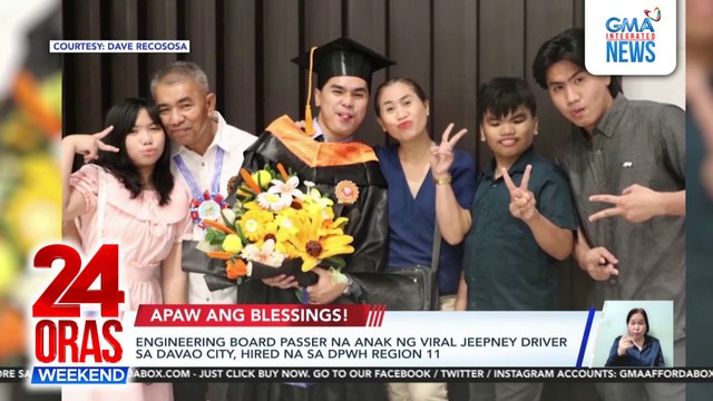 Engineering board passer na anak ng viral jeepney driver sa Davao City, hired na sa DPWH Region 11 | 24 Oras Weekend