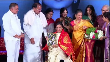 Savitri Daughter Felicitates Priyanka Dutt & Swapna Dutt @ Savithri 90th Birthday Celebrations
