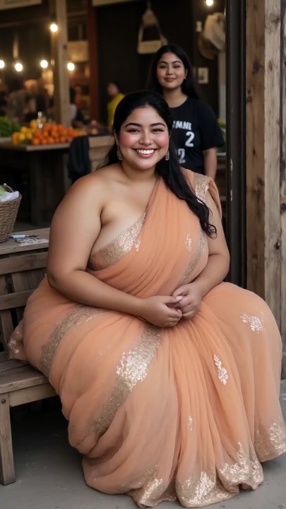 PlusSize AI Desi Saree Model Lakshmi in Cafe . #saree #model #indian #aisareemodel #shorts