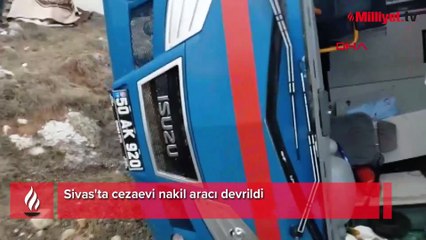 Sivas Zara'da feci kaza! Cezaevi nakil aracı devrildi; 9 yaralı