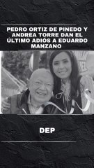 Pedro Ortiz de Pinedo y su esposa, Andrea Torre, dan el pésame a la viuda de Eduardo Manzano.