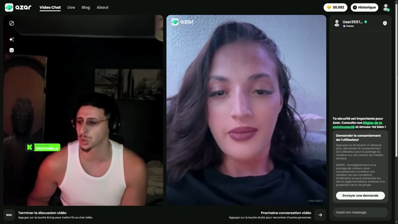 #jolavanille #azar JOLAVANILLE DRAGUE DES FRAPPES SUR AZAR ! ( Rediff KICK )