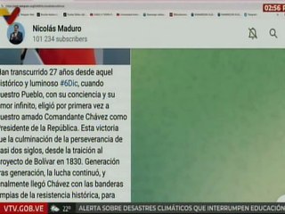 Pdte. Nicolás Maduro: Han transcurrido 27 años desde aquel histórico y luminoso 6-Dic