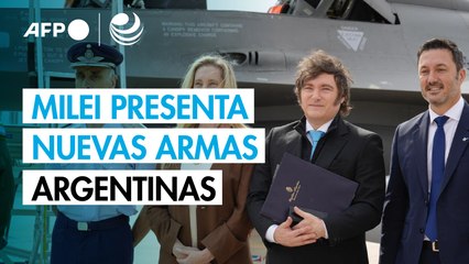 Milei presenta cazas F16 que compró a Dinamarca como "ángeles protectores" de Argentina