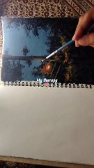 Street lamps acrylics painting