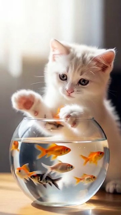 cat drama with fish #cat #cute #cutecat #fish #entertaininganimals