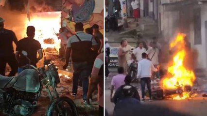 VIDEO del momento exacto de la explosión de una 'moto bomba' en Balboa, Cauca