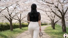 Stunning Rear View: Japanese Beauty Walking in Tight Pants