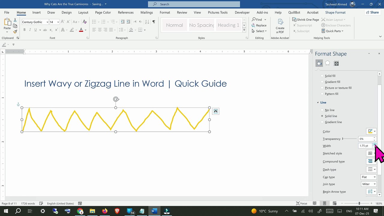 Word Tutorial: Draw Zigzag Line in Seconds
