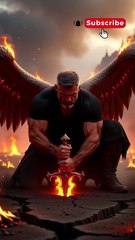 A warrior angel in an apocalyptic battlefield