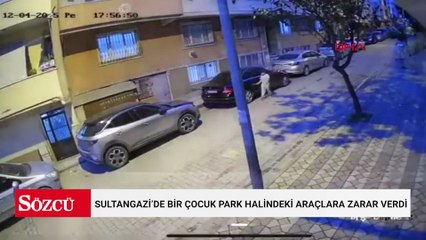 Sultangazi’de bir çocuk park halindeki araçlara zarar verdi