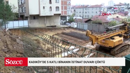 Kadıköy’de 5 katlı binanın istinat duvarı çöktü