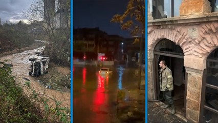 İstanbul'da kuvvetli yağış: Yollar çöktü, caddeler göle döndü, işyerlerini su bastı