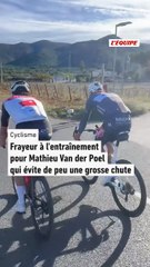 Frayeur à l'entraînement pour Mathieu Van der Poel qui évite de peu une grosse chute - Cyclisme