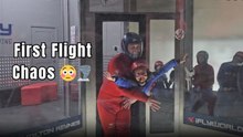 Little girl tries indoor skydiving and panics in the wind tunnel