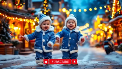 Adorable Baby Boys Dance on Cozy Christmas Night