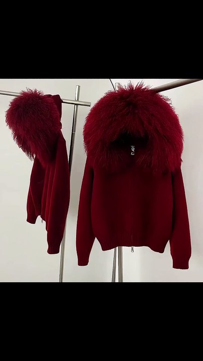 Top On Sale Product Recommendations! Coat Women Cardigan Natural Fox Fur Coat Women Real Mongolian Fur Knitwear Female Spring Autumn Hooded Knitted Fur Jacket