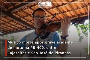 Músico morre após grave acidente de moto na PB-400, entre Cajazeiras e São José de Piranhas