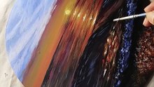 Sunset beach  acrylics painting , easy painting tutorials, painting ideas