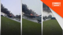 Lapan kenderaan, sebuah rumah dijilat api selepas bengkel cat kereta terbakar