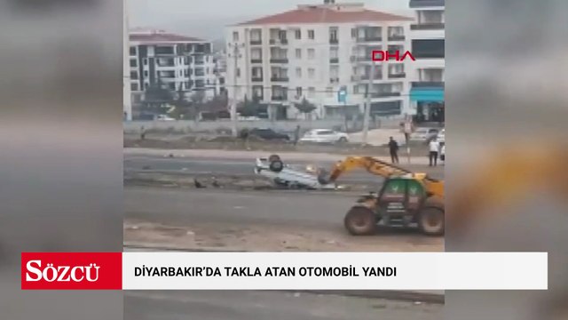 Diyarbakır’da takla atan otomobil alev topuna döndü: Sürücü yaralı