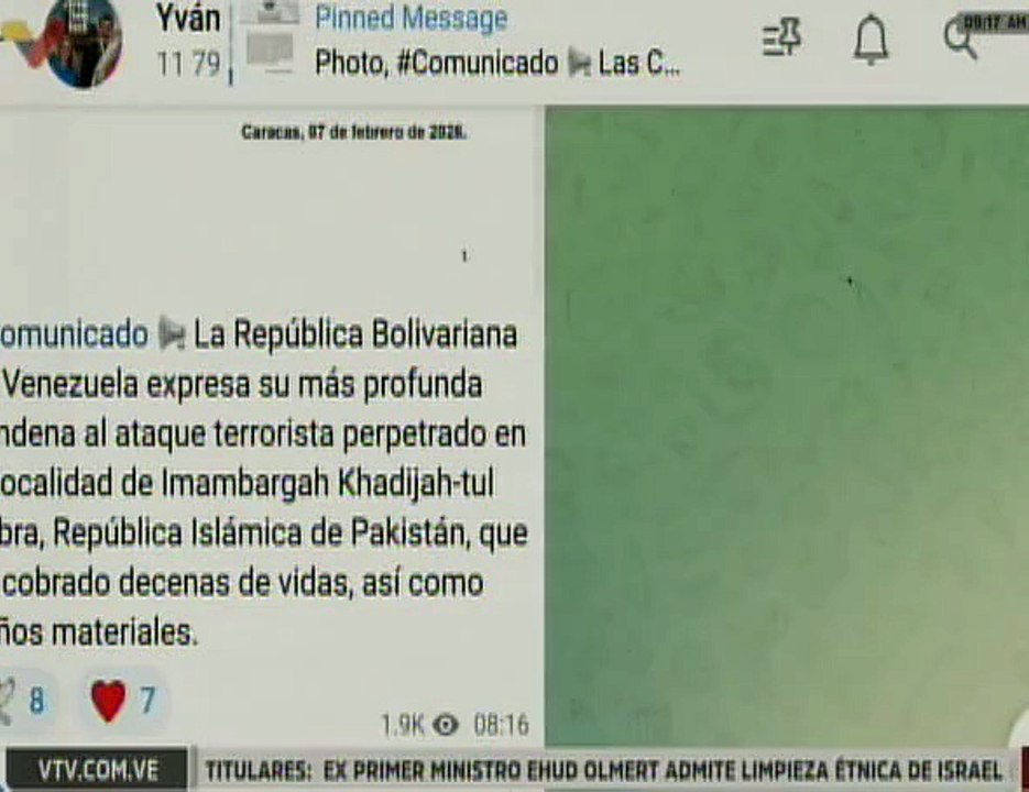 Venezuela expresa su repudio ante los ataques terroristas en Pakistán