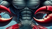 a hybrid animal of a crab and a shark