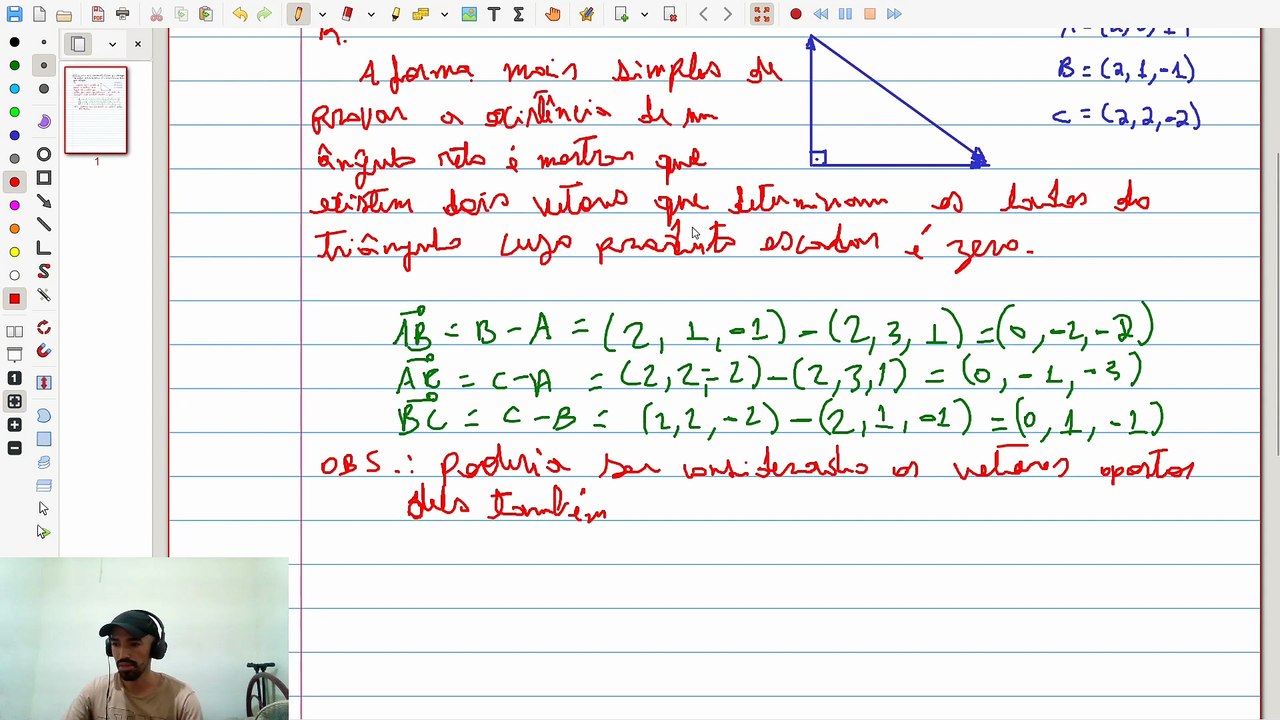 (Exercício 13) [Sec. 3.4.3-Q.9-Steinbruch]Provar que A, B e C é um triangulo retângulo|VET&GEO-A3.21