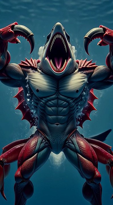 a hybrid animal of a crab and a shark