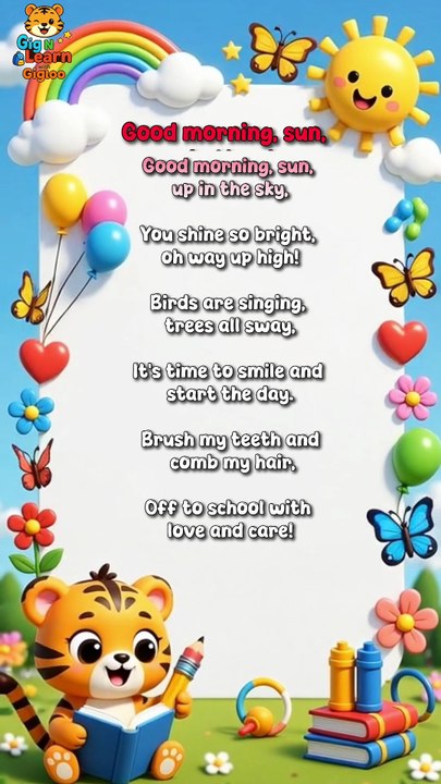 Good morning sun | All new Kids poem #shorts #youtubekids #preschooling