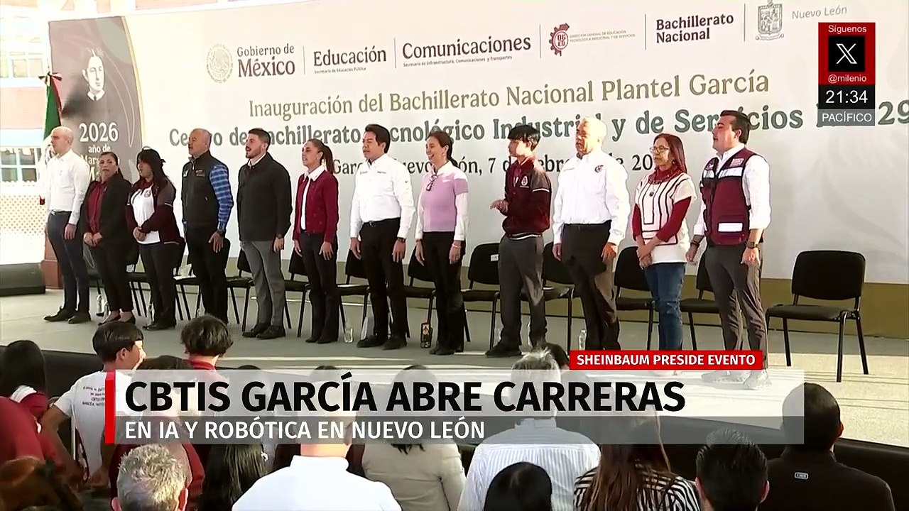 Presidenta Claudia Sheinbaum inaugura CBTis en García con carreras tecnológicas