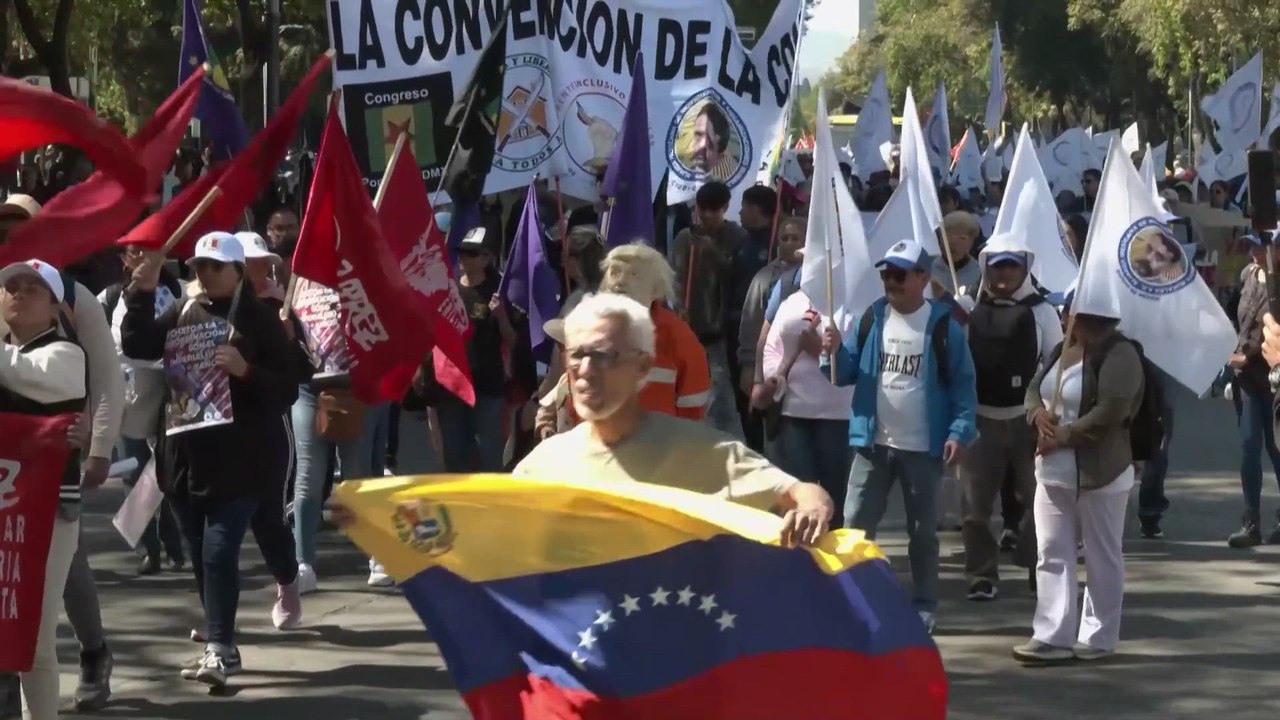 Mexican anti-Trump protesters rally against US intervention in Latin America