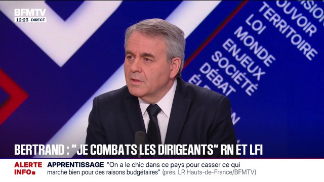 Certainement pas , déclare Xavier Bertrand (LR) à propos d'alliance entre LR et le RN qu'il accuse de profiter du désarroi