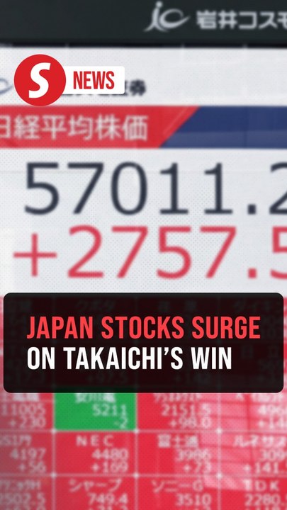 Japan stocks surge to record on Takaichi's landslide election win