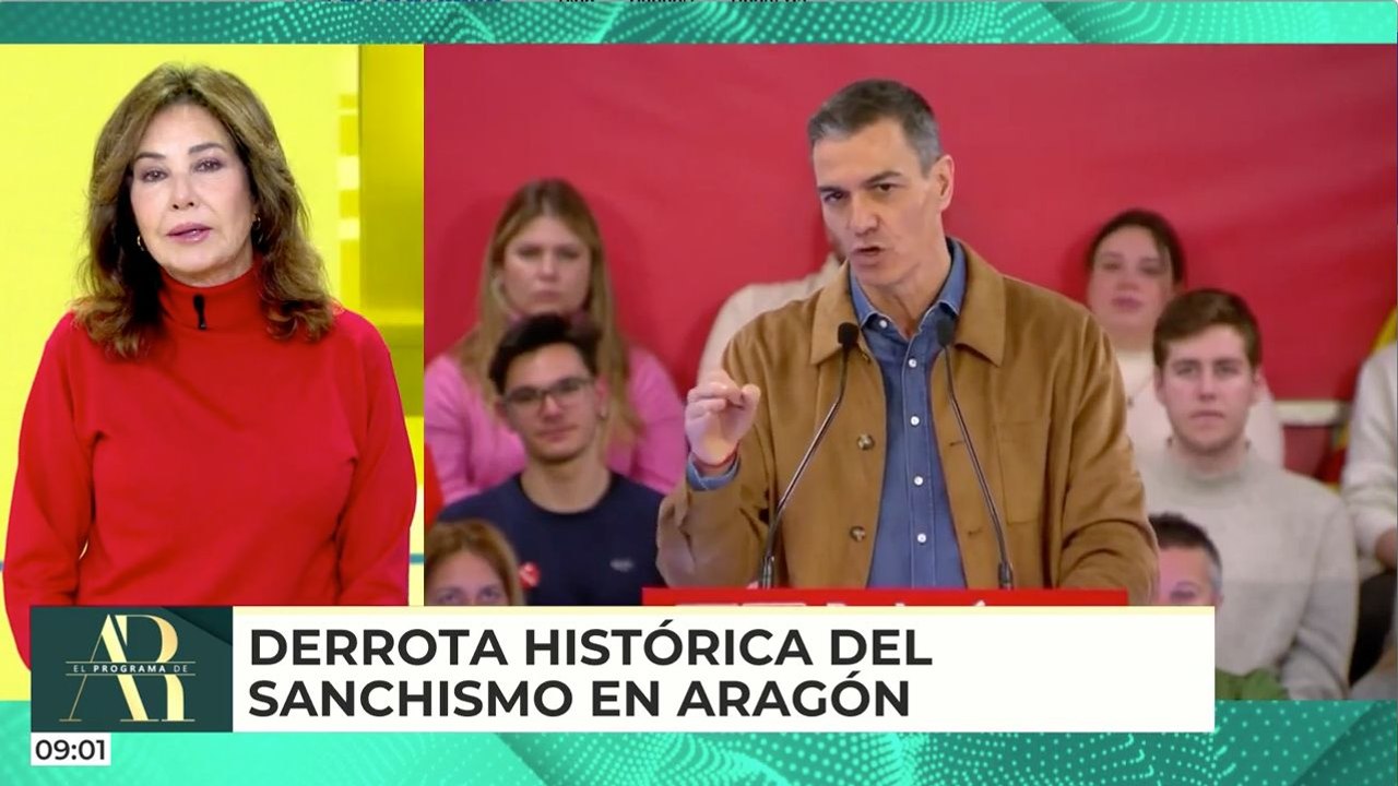 Ana Rosa Quintana vaticina que Pedro Sánchez se atrincherará hasta 2027 en Moncloa tras la debacle del PSOE en Aragón