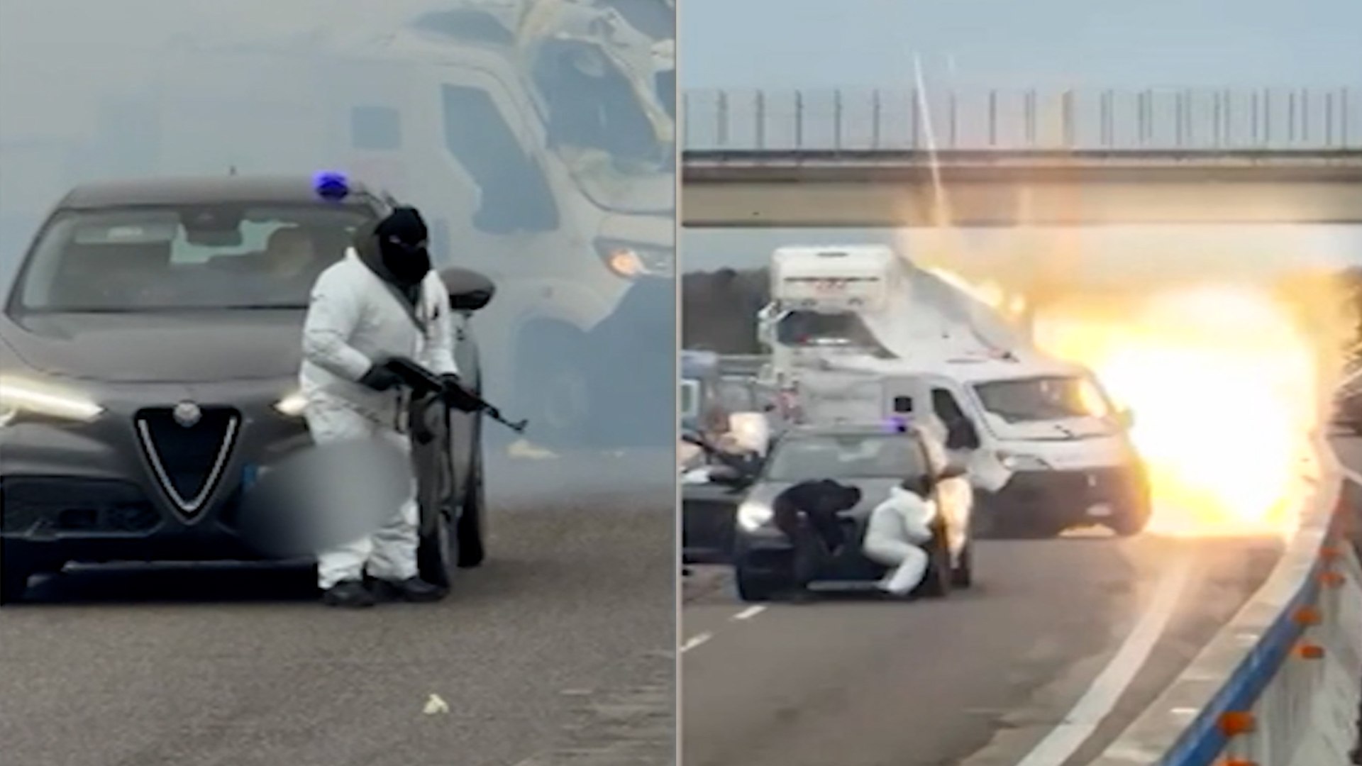 Un espectacular asalto perpetrado por un comando armado ha sacudido la ma�ana de este lunes el sur de Italia, dejando tras de s� una escena de caos y destrucci�n. El incidente tuvo lugar en la carretera estatal que conecta las ciudades de Lecce con Brindisi, donde un grupo organizado intercept� dos furgones blindados que circulaban juntos en una operaci�n minuciosamente planificada. Para inmovilizar el tr�fico y asegurar su objetivo, los delincuentes cortaron la v�a utilizando coches y una furgoneta a los que prendieron fuego, generando una gran columna de humo visible desde gran distancia.