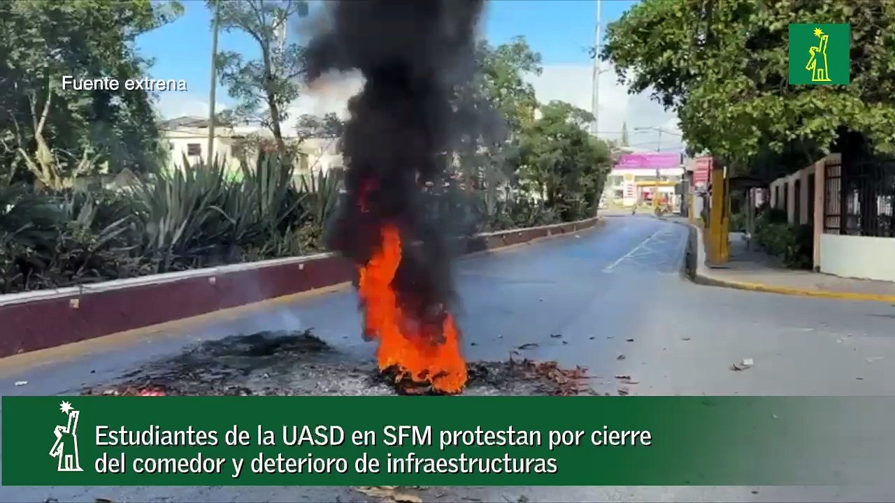 Estudiantes de la UASD en SFM protestan por cierre del comedor y deterioro de infraestructuras
