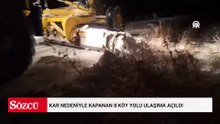Kar nedeniyle kapanan 8 köy yolu ulaşıma açıldı, mahsur kalan 2 araç kurtarıldı