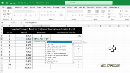 Metre to Kilometre Conversion in Excel | CONVERT Function Explained
