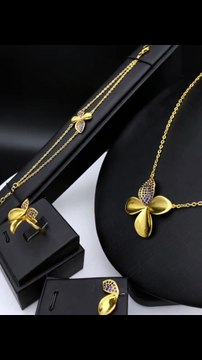 🔗Click & Buy: s.click.aliexpress.com/e/_c38TSq1X Top On Sale Product Recommendations! Flora Four-Leaf Clover Necklace Set for Women Copper Cubic Zirconia Plated Jewelry Wedding Gift with Gift Box