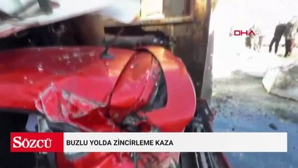 Buzlu yolda zincirleme kaza: 1 yaralı