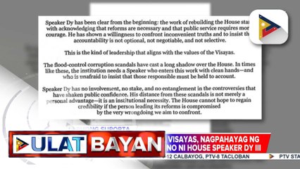 39 na kongresista mula sa Visayas, nagpahayag ng suporta sa pamumuno ni House Speaker Faustino 'Bojie' Dy lll
