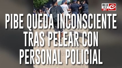 Tremendo: pibe queda inconsciente tras enfrentarse a golpes con efectivos policiales