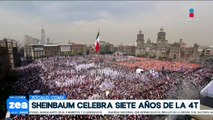 Claudia Sheinbaum celebra siete años de la 4T en el Zócalo de la CDMX