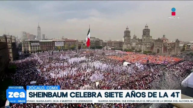 Claudia Sheinbaum celebra siete años de la 4T en el Zócalo de la CDMX